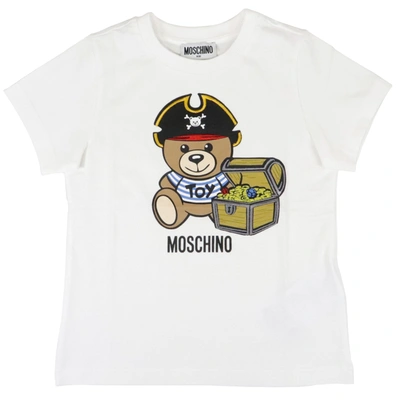 Moschino Kids' Toy Print Cotton Jersey T-shirt In Bianco Ottico
