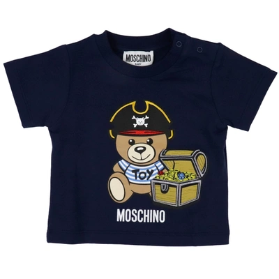 Moschino Babies' Pirate Teddy T-shirt In Blue