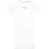 BALMAIN WHITE DRESS FOR GIRL WITH LOGO,6O1091 OB690 100
