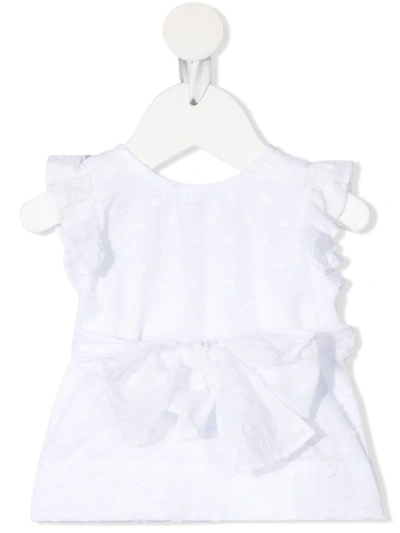 Il Gufo Babies' Polka-dot Wrap-waist Blouse In White