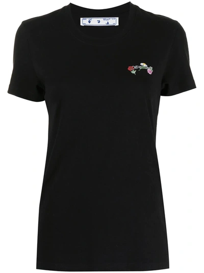 Off-white Arrows Flowers T-shirt In Black Jersey