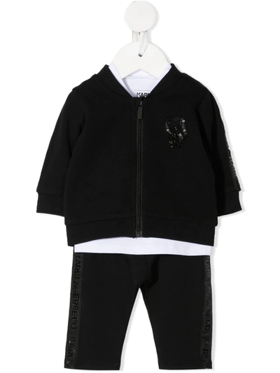 Karl Lagerfeld Babies' Logo-patch Zipped Tracksuit In 白色
