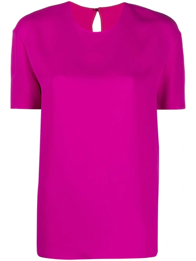 Valentino Short-sleeve Silk Blouse In Pink