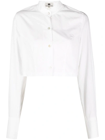 Pre-owned Dries Van Noten 1990s Cropped Button-up Shirt In White