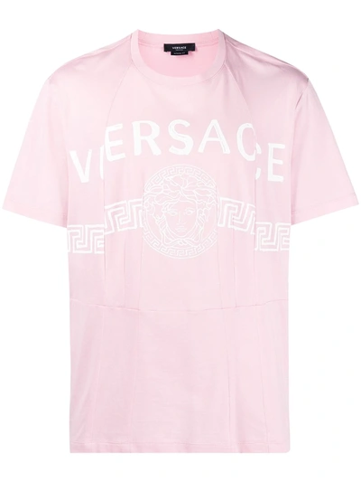 Versace Medusa Split Logo T-shirt In Light Pink