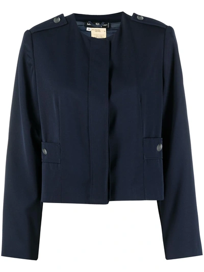 Pre-owned Ferragamo 1970s Single-breasted Cropped Jacket In Blue