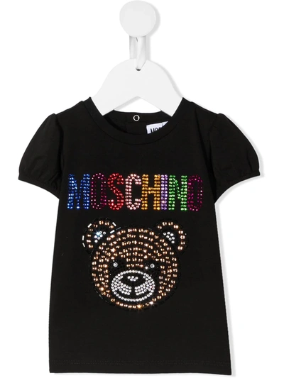 Moschino Babies' Stud-embellished T-shirt In Black