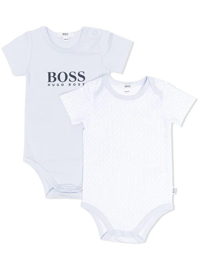 Bosswear Babies' Logo-print Bodysuit In 蓝色