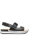 Hogan Women's Leather Heel Sandals H257 In Black