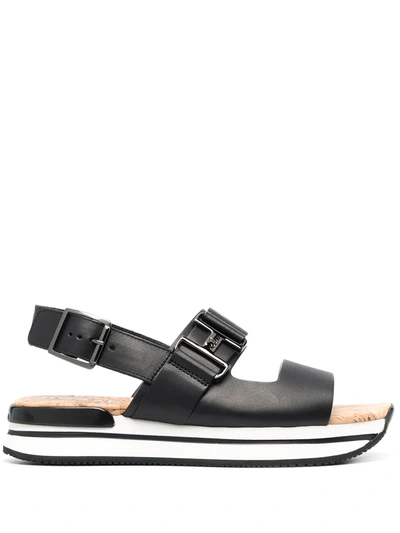 Hogan Flatform Sandals In Black