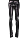 RICK OWENS HIGH-SHINE MID-RISE TROUSERS