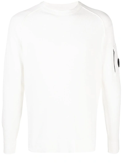 C.p. Company Crepe Garment Dyed Jumper In White