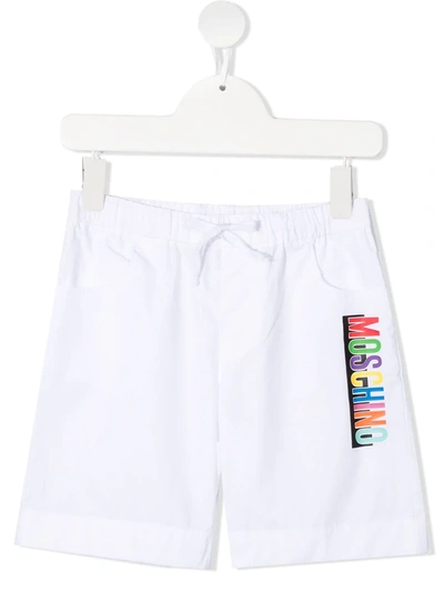 Moschino Kids' Logo Print Detail Shorts In White
