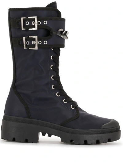 Madison.maison Lace-up Mid-calf Boots In Blue