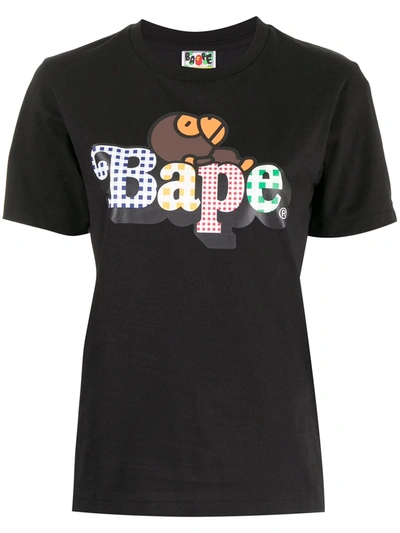 A Bathing Ape Logo印花短袖t恤 In Black