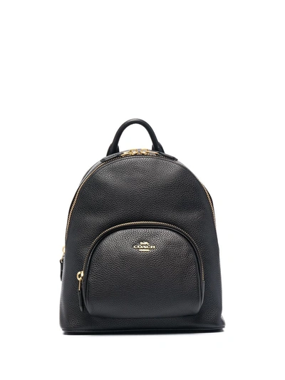 Coach Logo Leather Backpack In Black