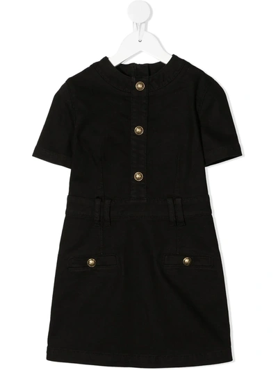 Balmain Kids' Button-embellished Dress In Black