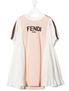 Fendi Logo-embroidered Dress In Pink