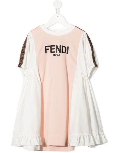 Fendi Kids' Logo-embroidered Dress In Pink