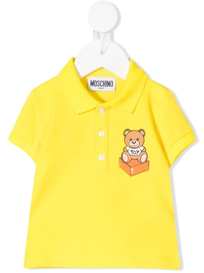 Moschino Babies' Logo-print Polo Shirt In Yellow