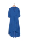 Taylor V-neck Puff Sleeve Low Tiered Dress In Azure