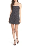 French Connection Dot Print Sleeveless Mini Dress In Blk/white