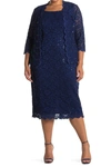 Alex Evenings Lace Dress & Jacket In Cobalt