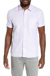 Ted Baker Graphit Slim Fit Cotton & Linen Shirt In Lilac