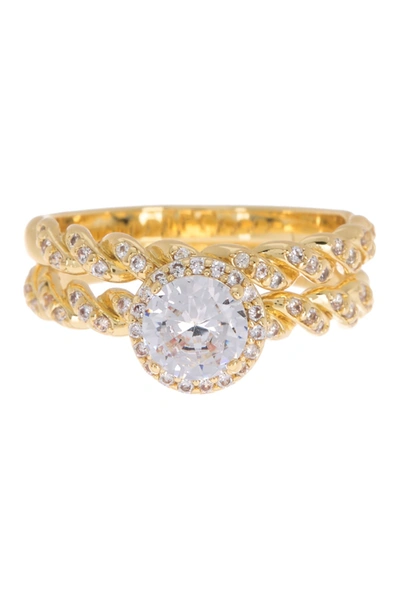 Covet Twist Pave Engagement Ring Set In Gold