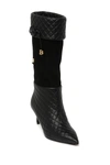 BALMAIN POINTED TOE QUILTED LEATHER CALF BOOT,439114077354