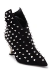 BALMAIN POINTED TOE STUDDED ABSTRACT HEEL ANKLE BOOTIE,439114076821