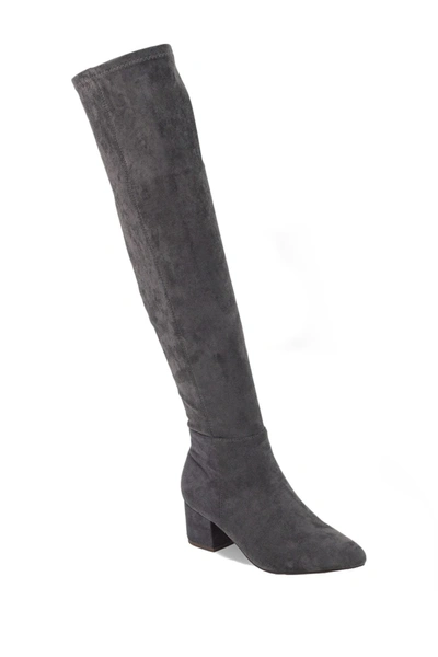 Chase & Chloe Wynter Over The Knee Boot In Grey Suede