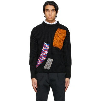 Raf Simons Navy Sterling Ruby Edition Fitted Cropped Jumper In Schwarz