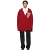 RAF SIMONS RED OVERSIZED DESTROYED 'F' SWEATER