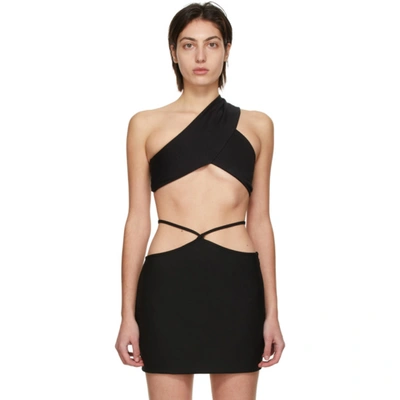 Miaou Elvis One-shoulder Stretch-jersey Top In Solid Black