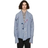 GREG LAUREN BLUE CHAMBRAY KIMONO STUDIO CARDIGAN