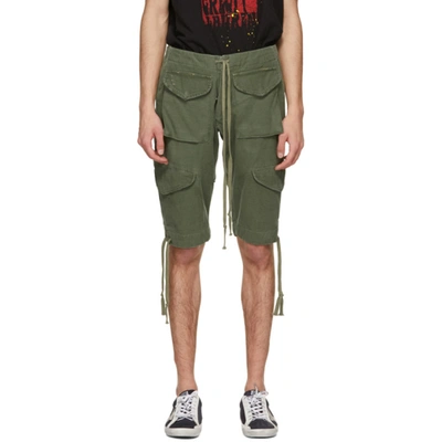 Greg Lauren Drawstring Multi-pocket Shorts In Green