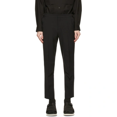Solid Homme Tapered Waist Button Detail Pants In Black