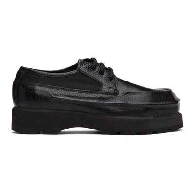 Acne Studios Square-toe Grained-leather Derby Shoes In Black