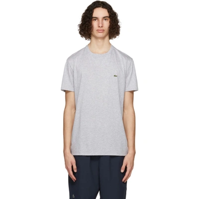 Lacoste Crew Neck Cotton Pima Tee In Silver Chine