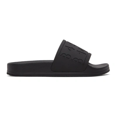 Mm6 Maison Margiela Debossed Logo Slides In Black