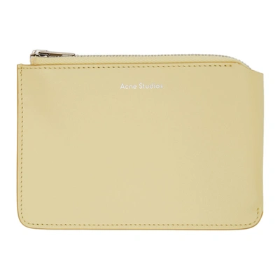 Acne Studios Yellow Logo Pouch In Abv Vanilla