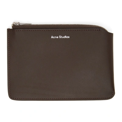 Acne Studios Leather Zip Wallet Dark Brown