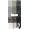 ACNE STUDIOS GREEN & GREY ALPACA & MOHAIR LARGE CHECK SCARF