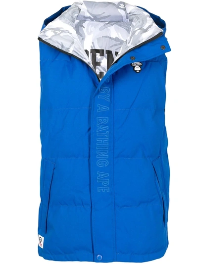 Aape By A Bathing Ape Embroidered Logo Padded Gilet In Blue