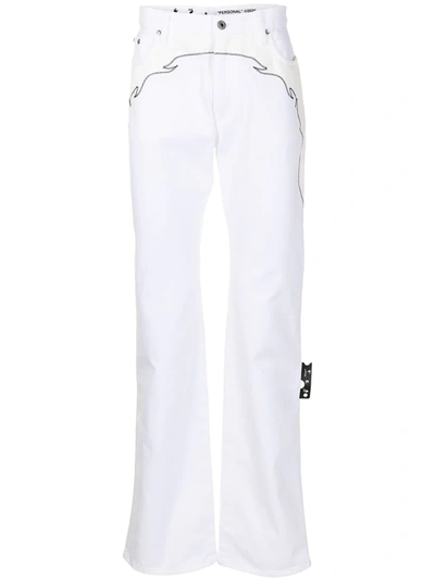 Off-white Western-style Flared Jeans In White