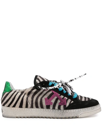 Off-white Zebra Print Low-top Sneakers In Multicolour