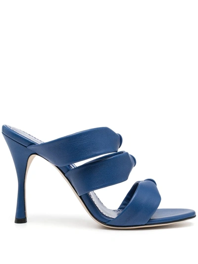 Manolo Blahnik Multi-strap Slip-on Sandals In Blue