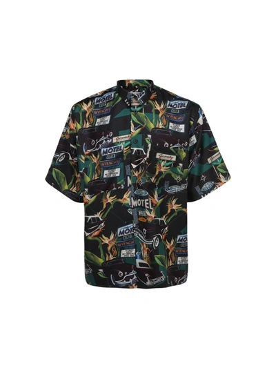 Givenchy Relaxed Fit Motel Cars Print Button-up Silk Shirt In Multicolour