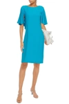 Alberta Ferretti Butterfly Sleeve Crepe Dress In Turquoise